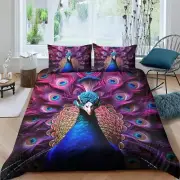 Colored Peacock Bird Duvet/quilt/doona Cover Queen/king Bedding Set