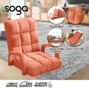 SOGA Foldable Lounge Cushion Adjustable Lazy Recliner Chair w/ Armrest Orange