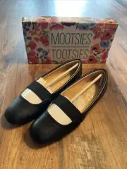 Mootsies Tootsies Style Everett Size 8W Smooth & Stretch Black Flats New In Box.