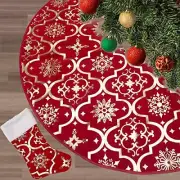 36 Inch Large Christmas Tree Skirt Xmas Soft Cover Mat Decor 48INCH Red