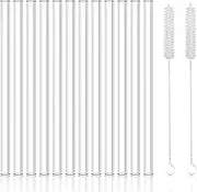 Antner 12 Pack Reusable Glass Straw, 8.5" x 10MM Straight Clear Glass Drinking Straws for Hot & Cold Drinks, 2 Cleaning Brushes Included