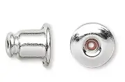 Earnut, 10 Silver Plated Brass 5.5x5mm Earnut Barrel Earring Backs
