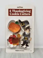 Vintage Fox Run USA Thanksgiving Cookie Cutters: Pilgrim Pumpkin Turkey Hat