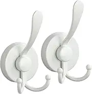 Suction Cup Hooks, Reusable Bathroom Hanger, 2.36x1.97x4.72 inches, Vacuum Mount, Stainless Steel Wall Holder, for Door Towel Organizer, Glass Mirror Hook, Black White Options