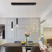 Jaycomey Modern Pendant Lighting, Black Dimmable LED Chandelier Ceiling Lighting Linear Wave Pendant Light, Kitchen Island Adjustable Hanging Lights Fixture for Dining Room Living Room (6-Light 50W)