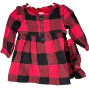 Baby Gap Plaid Flannel Dress Bloomers Headband Set 3-6 Months Red Black New
