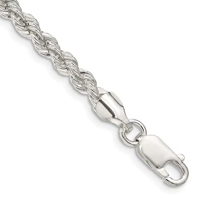Sterling Silver 4.3mm Solid Rope Chain Bracelet 7" 8.88gm Gift for Mother