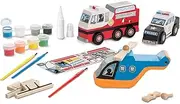 Melissa & Doug Decorate-Your-Own Wooden Rescue Vehicles Craft Kit - Police Car, Fire Truck, Helicopter