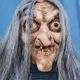 可怕的老女巫面具乳膠帶頭髮萬聖節化裝鬼臉派對服裝角色扮演面具道具成人一種尺寸 [WOW]