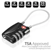 TSA-Approved Combination Luggage Lock With Steel Cable,Luggage Locks for Travel