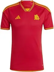 [adidas] Men's Soccer Roma 23/24 Home Jersey - Minimalist Design, AEROREADY Moisture-Wicking, Recycled Materials