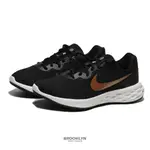 NIKE 慢跑鞋 WMNS REVOLUTION 6 黑金 白底 訓練鞋 女 (布魯克林) DC3729-005