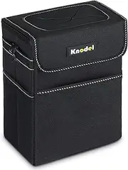 K KNODEL Car Trash Can, Waterproof Car Bin with Lid, Auto Garbage Bag Hanging, Leak-Proof Car Storage Bag (Black, Large)