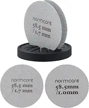 Normcore 2 Packs 58.5mm Puck Screen with Stand - Reusable Contact Shower Screen with Silicone Holder - 1.7mm / 1.0mm Thickness 150μm Mesh - Compatible with Espresso Machine 58mm Portafilter Basket