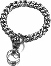Dog Chain Collar Gold Silver Chain Dog Collar Cuban Link Chain Stainless Steel Metal Links 13MM Heavy Duty Walking Training Collar for Medium Large Dogs 16inches to 30inches