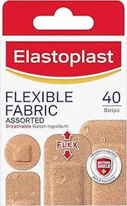 Elastoplast Flexible Fabric Assorted Plasters | Pack of 40 | Water Repellent and Breathable | Extra Flexible Fabric