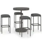 5 Pcs Garden Bar Set Poly Rattan Patio Table And Stools With Cushions Furniture