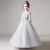 在飛比找ETMall東森購物網優惠-兒童長款鋼琴演奏小女孩禮服裙