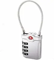 [Nomel] TSA Customs Code Lock, 4-Digit Light Weight Steel Wire Lock, Small Combination Padlock Ideal for Travel, Suitcase,Luggage,Baggage Cabinets,Toolbox,Case (Silver)
