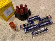 TUNE UP KIT PORSCHE 911 TURBO 1991-1992 DISTRIBUTOR CAP ROTOR SPARK PLUGS OEM (for: Porsche)