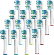 Replacement Brush Heads Compatible with OralB Braun- Best Double Clean, Pack of 16 Electric Toothbrush Replacement Heads- for Oral B Pro, 1000, 8000, 9000, Sonic, Adults, Kids, Vitality, Dual Plus!