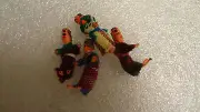 Handmade Set of 4 Guatemalan Worry Mini Dolls in Wooden Basket