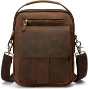Mens Genuine Leather Sling Messenger Shoulder Cross body Satchel Bag A Brown