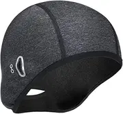 [FRCOLOR] Warm Skull Cap Helmet Liner Thermal Hat Glasses Port for Cycling in Cold Weather Grey