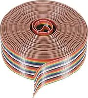uxcell 1 Pcs 25 Pin Flat Rainbow Ribbon Cable 20 ft 1.27mm Pitch Breadboard Jumper Wires for Electronic Projects