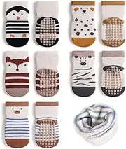 [DecorDwell] 4 Pairs of Non-Slip Socks for Babies, Non-Slip Socks for Baby, Short Children's Non-Slip Socks, Children, Non-Slip Baby Socks, Boys and Girls