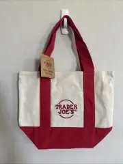 Trader Joes Red Mini Tote Canvas Brand New NWT Limited
