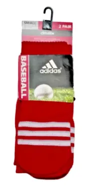 Adidas, Rivalry, Climalite Athletic Red Cushioned OTC Socks, 2Pk. Size 13C-4Y
