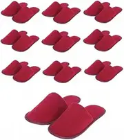 CHOCHILI Red/Burgundy 10 Pairs Fabric Packed Disposable Color Hotel Slippers for Airbnb Spa Salon Party Wedding Guests - US Men Women Size 10-11, Red, 10-11