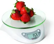 Digital Kitchen Scale with Glass Platform, Tare Button, and Plastic Body Weighs