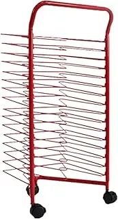 Art Drying Rack Paint Drying Rack Art 16 Shelves Metal Artwork Storage Display Rack Art Drying Rack with Wheels,Mobile Art Drying Rack for Home or Classroom Red