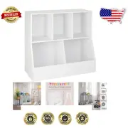 Engineered Wood Kids Toy Organizer with Vertical Base - Sturdy 5-Shelf Bookcase