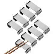 8pcs 304 Stainless Steel Flat Chopstick Rest Spoon Holder, Silver
