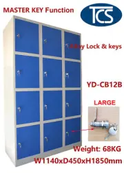 TCS XL 12 Door Alloy Lock Metal Steel Storage Locker Blue SCHOOL GYM OFFICE STAF