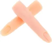 VALICLUD 2pcs Silicone Practice Fingers For Nail Art Training: Realistic Mannequin Hand Model - Flexible Fake Finger For DIY Manicure