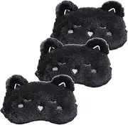 BEBEMOKO 3pcs Cartoon Sleep Masks for Teens and Eye Covers for Sleeping for Travel Home and Light Sensitivity Cute Cat Dog Designs