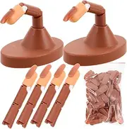 LALADEFIEE Manicure Training Hand Adjustable Fake Fingers Detachable Base Realistic Hand Stand for Nail Art Practice
