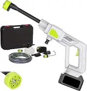 Portable Cordless Pressure Washer,Power Washers Battery Powered,with 4.0Ah Battery Charger 6-in-1 Nozzle,Lengthened and Thickened PVC,8-10M Range (White,48vh)