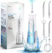 Cordless Water Flosser, 300ML Electric Portable Dental Flosser with 4 Modes IPX7