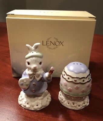 Lenox Occasions Easter Bunny and Egg Salt and Pepper Set NEW NIB