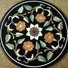 18" black coffee center marble table top inlay malachite home decor c7