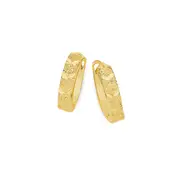 9ct Gold Diamond-cut Stardust V Pattern Huggie Earrings