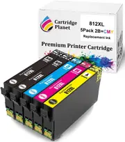 5 Pack (2BK,1C,1M,1Y) Compatible Ink for Epson 812XL for Epson Workforce Pro WF-3820 Pro WF-3825 Pro WF-4830 Pro WF-4835 WF-7830 WF-7840 WF-7845