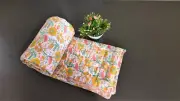 Floral Printed Jaipuri Quilt Indian Handmade Block Print Reversible Kantha Quilt