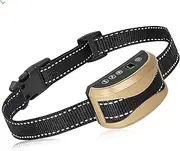 Dog Bark Collar, Dog Bark Collar for Small Medium Large Dogs with 4 Training Modes and 7 Level Sensitivity Adjustable, Rechargeable Bark Collar No Shock for Dogs with Beep Vibration Shock, Gold