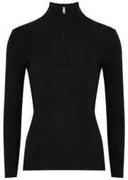 Varley Demi Ribbed Half-zip Jumper - Black - XS (UK6 / XS) XS (UK6 / XS)